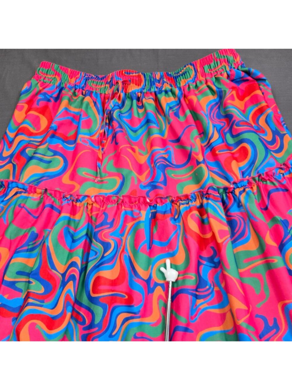 Bright Multicolor Pink 3XL 3X Tiered Maxi Skirt Elastic Waist Fabric Boho Retro - Picture 2 of 5